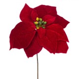 Floare Decorativă Crăciuniță, Petale Catifelate, Roșu, 20 cm, Tulpină Scurtă, Material Plastic, Oem