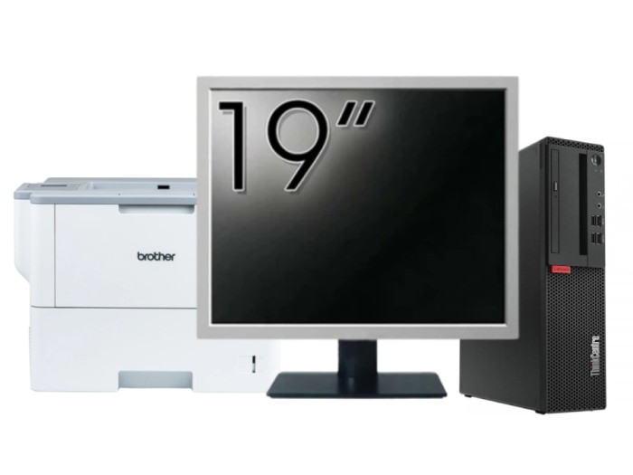Pachet Calculator Second-Hand LENOVO M710S, Intel Core i5-6500t 3.70GHz, 8GB DDR4, 128GB SSD + Monitor 19&amp;quot; &amp; Imprimanta Brother HL-L6300DW NewTec
