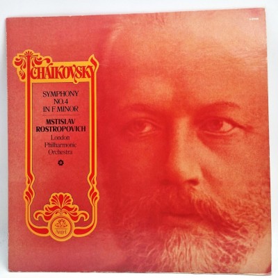 Tchaikovsky, Mstislav Rostropovich &amp;lrm;&amp;ndash; Symphony No. 4 In F Minor NM / NM vinil Lp disc Angel SUA foto