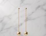 Cumpara ieftin Cercei Lungi din Argint 925 Placati cu Aur 18K, Tip Pendul cu Sfera Lucioasa, 5cm