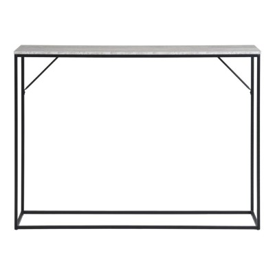 Vita Konzolasztal, 1 polc, travertin hat&amp;aacute;s&amp;uacute;, fekete v&amp;aacute;z 110x26x80 cm foto