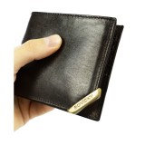 portofel bărbătesc Level cu accent auriu, piele naturală de gr&acirc;u