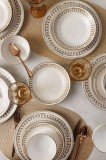 Keramika Set de vesela - Brown Leaf - 24 bucăți - 6 persoane - Stoneware