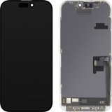 Display cu Touchscreen MP compatibil cu Apple iPhone 16 Pro, cu Rama, Versiune Soft OLED FHD Diagnostic, Negru