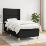 VidaXL Pat box spring cu saltea, negru, 90x190 cm, textil