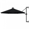 Umbrelă soare LED montaj pe perete st&acirc;lp metal negru 300 cm