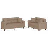 Cumpara ieftin Set de canapele cu perne, 2 piese, cappuccino, piele ecologica