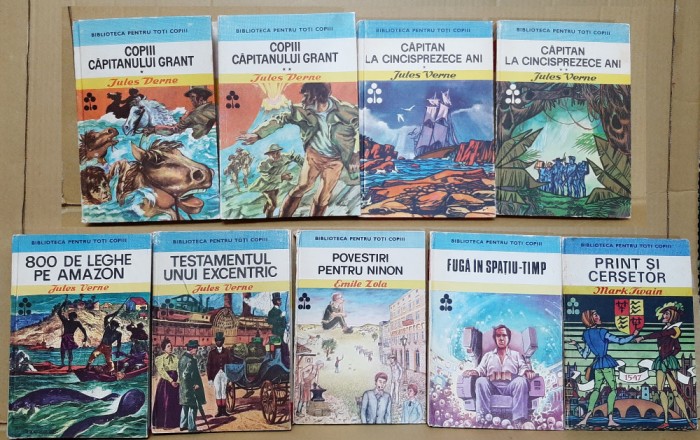 9 vol. Biblioteca pentru toti copiii (Jules Verne: Copiii capitanului Grant, Capitan la cincisprezece ani / Mark Twain: Print si cersetor etc)
