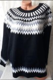 Pulover dama negru cu alb marime xxl 46/48
