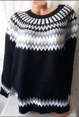 Pulover dama negru cu alb marime xxl 46/48