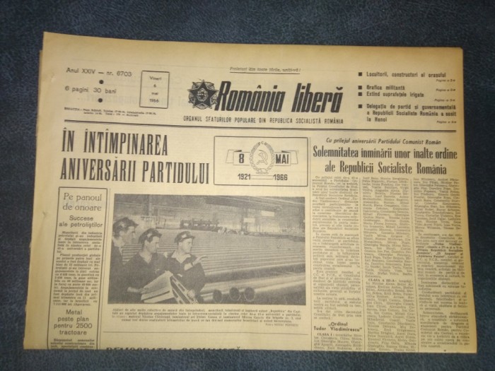 ZIARUL ROMANIA LIBERA 6 MAI 1966