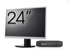 Pachet Calculator Refurbished HP EliteDesk 800 G2 Mini PC, Intel Core i5-6500 3.20-3.60GHz, 8GB DDR4, 256GB SSD + Monitor 24 Inch + Windows 10 Home Ne foto