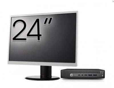Pachet Calculator Refurbished HP EliteDesk 800 G2 Mini PC, Intel Core i5-6500 3.20-3.60GHz, 8GB DDR4, 256GB SSD + Monitor 24 Inch + Windows 10 Pro New foto