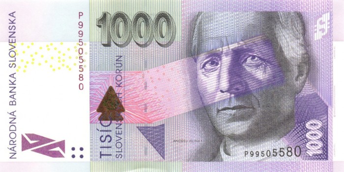 SLOVACIA █ bancnota █ 1000 Korun █ 2007 █ P-47b █ UNC █ necirculata