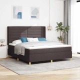 vidaXL Pat cu arcuri cu saltea cu headboard Maro 140 x 200 cm țesătură 3343647