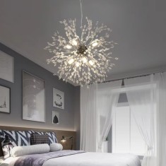 Candelabru Cristal Schonbrunn, 9x G9, Diametru 49cm, Argintiu Lucios, Inaltime Reglabila ModernLight Concept