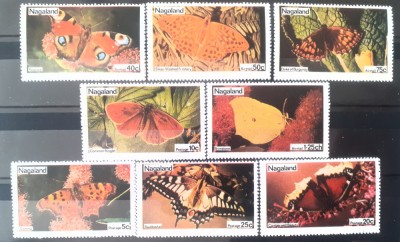 Nagaland Fluturi serie 8v. Nestampilata foto