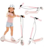 Trotineta Copii Pliabila LED cu 2 Frane Reglabila 100 kg Roz