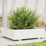 VidaXL Jardinieră de grădină, alb, 90x90x26,5 cm, lemn masiv de pin