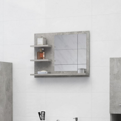 vidaXL Oglindă de baie, gri beton, 60x10,5x45 cm, PAL foto