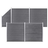 Set panouri gard, 4 patrate + 1 oblic, gri, 792 x 186 cm, WPC
