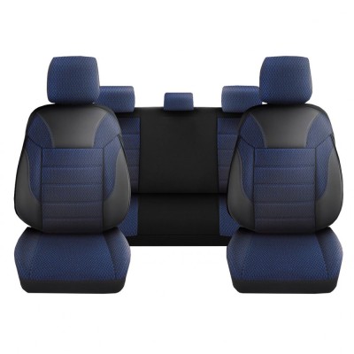 Set Huse Scaune Auto DeluxeBoss Classico, pentru bancheta rabatabila fractionata, 11 piese, albastru inchis foto