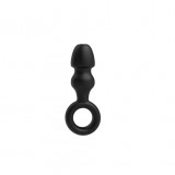 Dop Anal cu Inel Anal Plug Small, Silicon, Negru, 9.1 cm, Passion Labs, Mystery