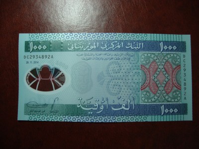 MAURITANIA 1000 OUGUIYA 2014 UNC POLIMER foto