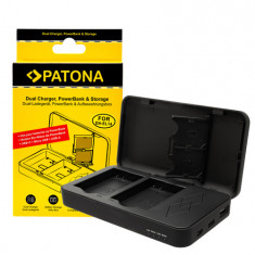 Încărcător dublu PATONA pentru Nikon EN-EL14 P7000 P7100 P7700 D3100 cu funcție power bank și stocare card de memorie