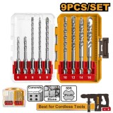 Set Burghie SDS Plus Beton 9 buc AKDL30906 &ndash; 6-16mm, 110-160mm, Burghie pentru Rotopercutor, Zidarie si Beton