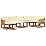 vidaXL Set de canapele de exterior cu pernă 7 pcs Natural și Crem 3382098