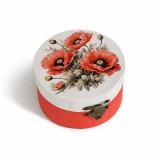 Cutie rotunda din lemn cu maci &ndash; 230200