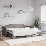 Cumpara ieftin Pat de zi cu extensie, gri taupe, 90x200 cm, textil