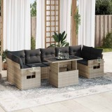 Gossi set mobilier de gradina cu perne, 8 piese gri deschis poliratan