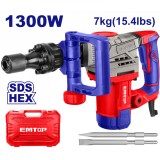 Cumpara ieftin Ciocan Demolator EMTOP EDBRH1301, 1300W, 20J, 3800 BPM, Mandrina HEX, Sistem Anti-Vibratie, 2 Dalti Incluse, Set Suplimentar de Perii de Carbune, Cuti