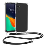 Husa Kwmobile pentru Samsung Galaxy A15 5G, Transparent/Negru, Silicon, KWM000021MP001C, Textil, Carcasa