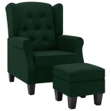 Cumpara ieftin Fotoliu cu taburet pentru picioare, verde inchis, textil