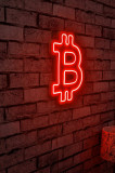 Decoratiune luminoasa LED, Bitcoin, Benzi flexibile de neon, DC 12 V, Rosu, Neon Graph