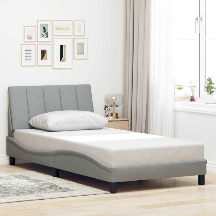 vidaXL Cadru de pat fără saltea, gri deschis, 100x200 cm, textil 3310370