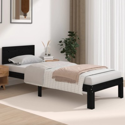 vidaXL Cadru de pat mic single, negru, 75x190 cm, lemn masiv 810459 foto