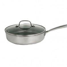 Tigaie inalta Zilan ZLN9679 cu capac tri-ply, inox, antiaderent, protectie la zgarieturi, usor de spalat, 26 cm ,3.2L