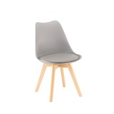 Scaun bucatarie gri, 81x49x43cm, polipropilena, picioare lemn fag, 120kg, Scaun Silla Gri