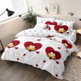 Cumpara ieftin Lenjerie de pat pentru o persoana cu husa elastic pat si 2 fete perna patrata, Ismet, bumbac mercerizat, multicolor
