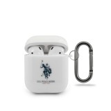 Husa silicon U.S. Polo pentru Airpods 1 / 2, Alba USACA2TPUWH