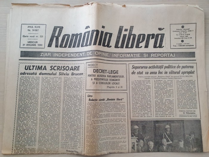romania libera 31 ianuarie 1990-procesul comunistilor,silviu brucan