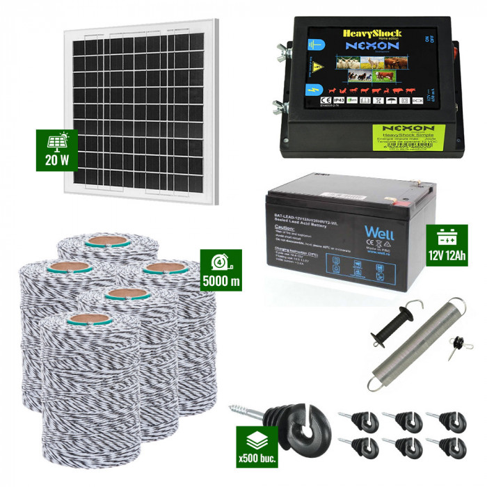 Pachet Gard electric 6,6j putere cu Panou Solar si 5000m de fir 120Kg