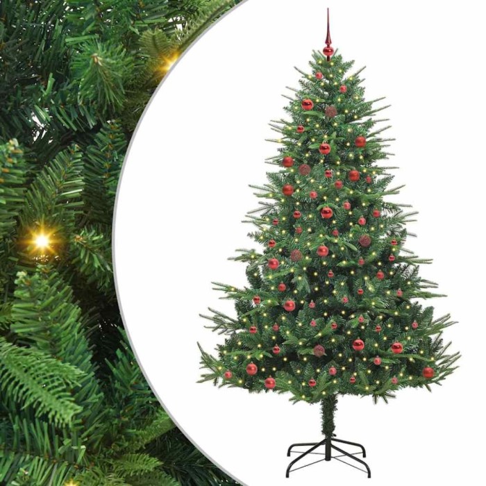 vidaXL Brad de Crăciun artificial pre-luminat cu set de bile Verde 3395357