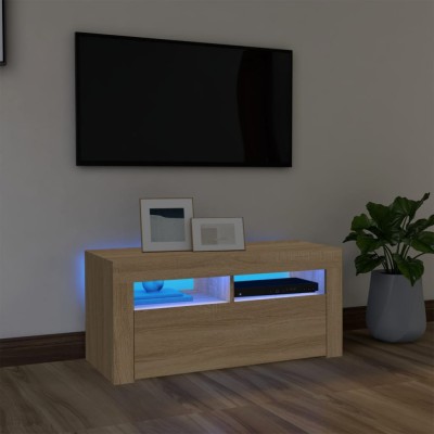 vidaXL Comodă TV cu lumini LED, stejar Sonoma, 90x35x40 cm 804322 foto