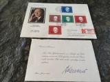 Autograf Conrad Adenauer, cancelarul Germaniei, RFG, semnatura originala, autentica, datat ian 1965, si FDC 19.04.1968