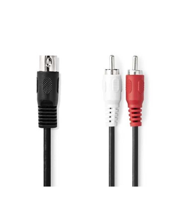 Cablu audio DIN 5pini tata - 2x RCA tata 1m Nedis CAGL20200BK10 foto
